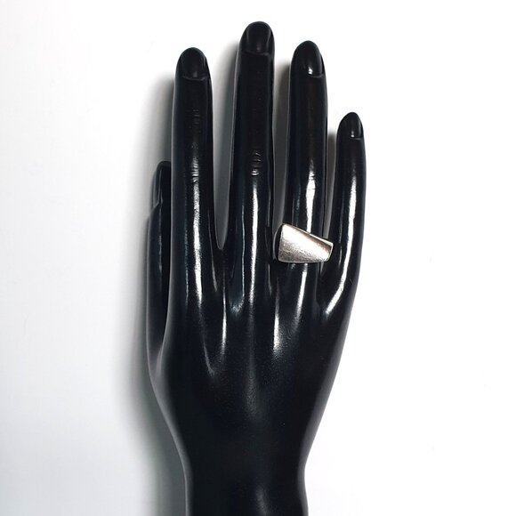 Bold Vintage Unique Sculptural Modernist Solid 925 Silver Statement Ring - Picture 8 of 12
